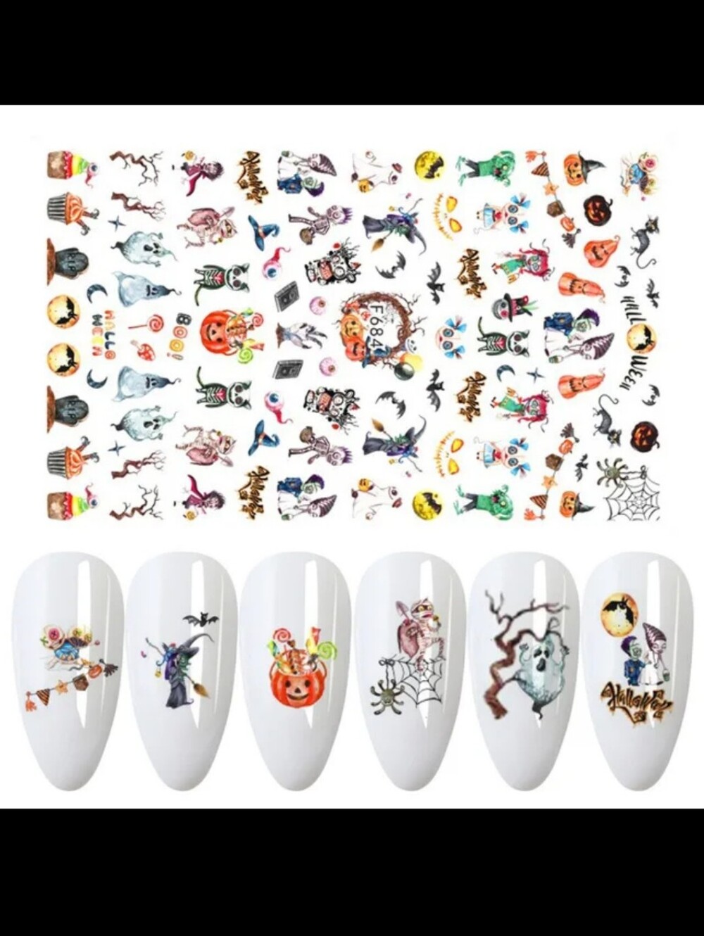Halloween Mini Nail Stickers - Colorful Halloween Design
